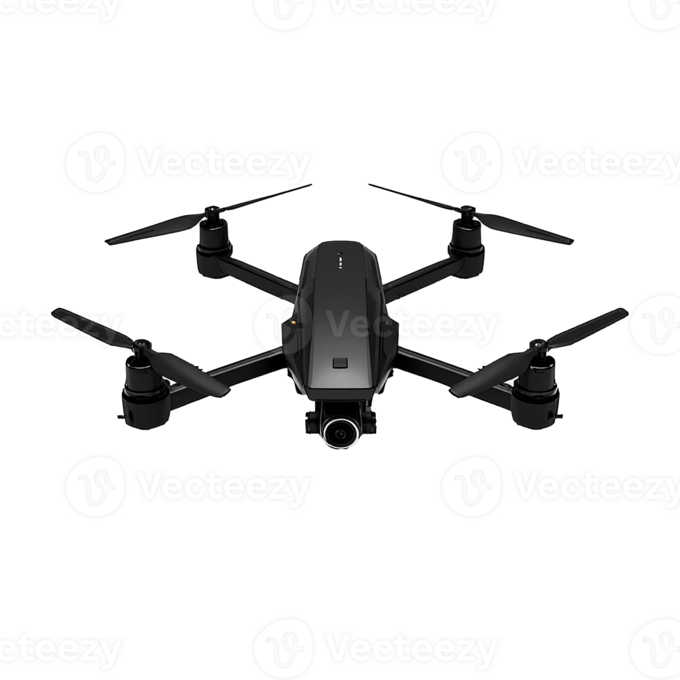 High Angle View Of A Modern Black Drone Isolated On Transparent Background png
