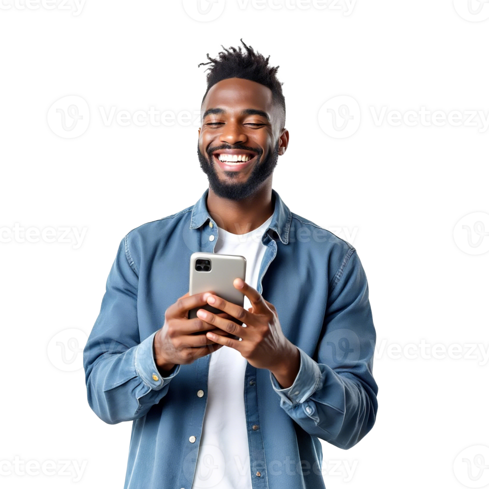 Happy Man Using Smartphone png