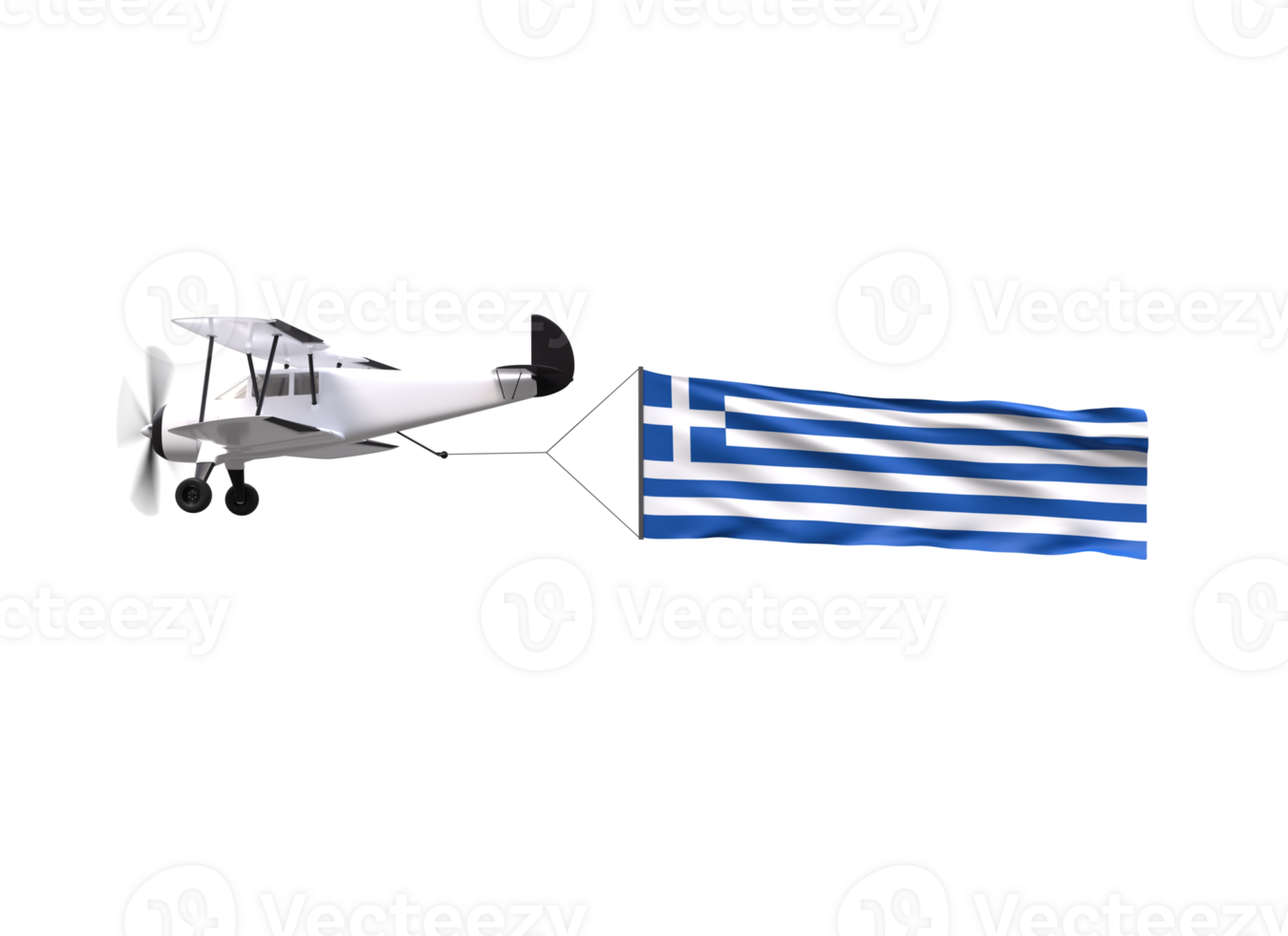 An airplane flying with a greek flag on it png