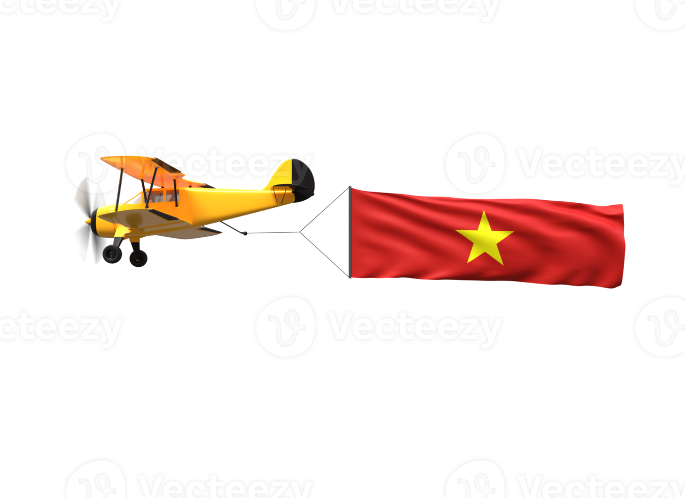 A small airplane flying over a vietnam flag png