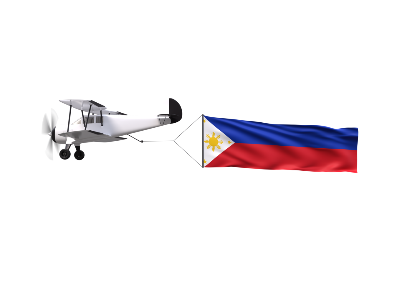 A small airplane flying over a philippines flag png