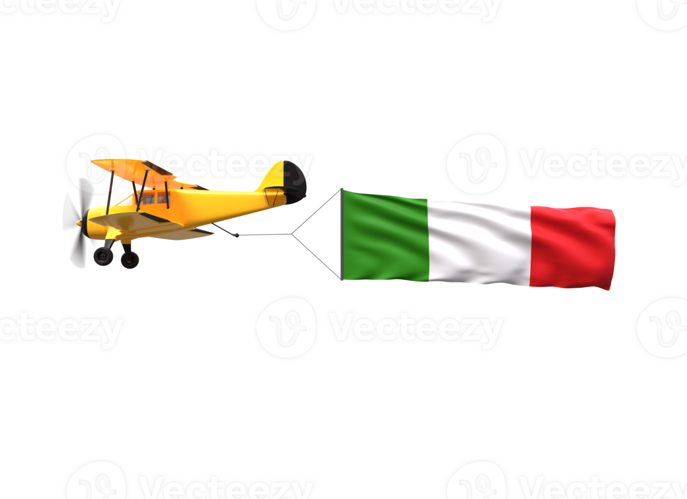 A small airplane flying over the flag of italy png