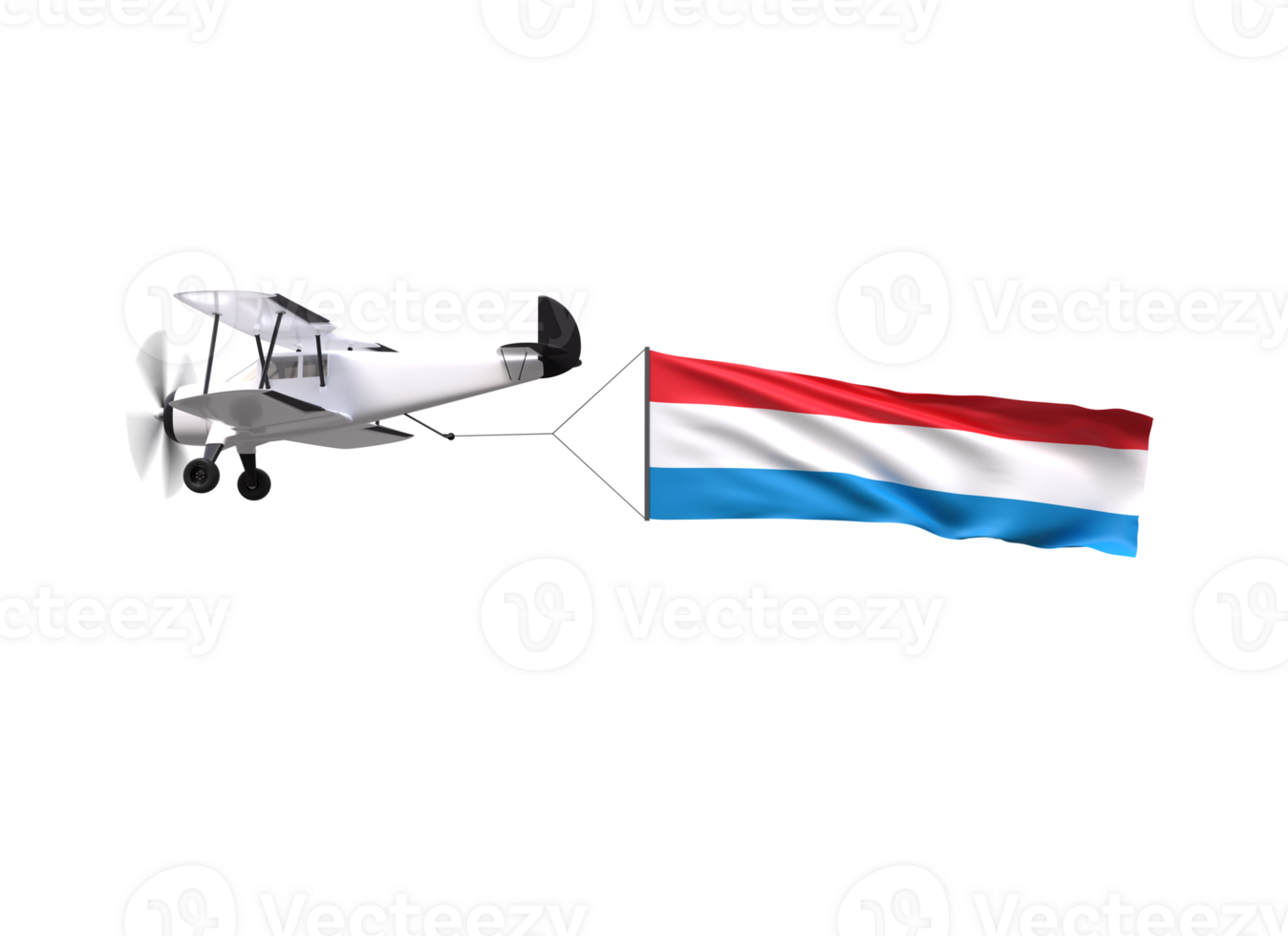 A small airplane flying with a flag of netherlands png