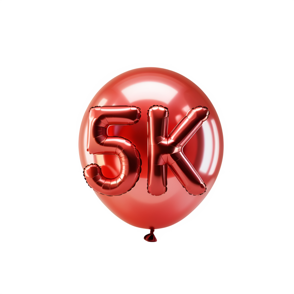 5k red balloon with the number 5k on it png