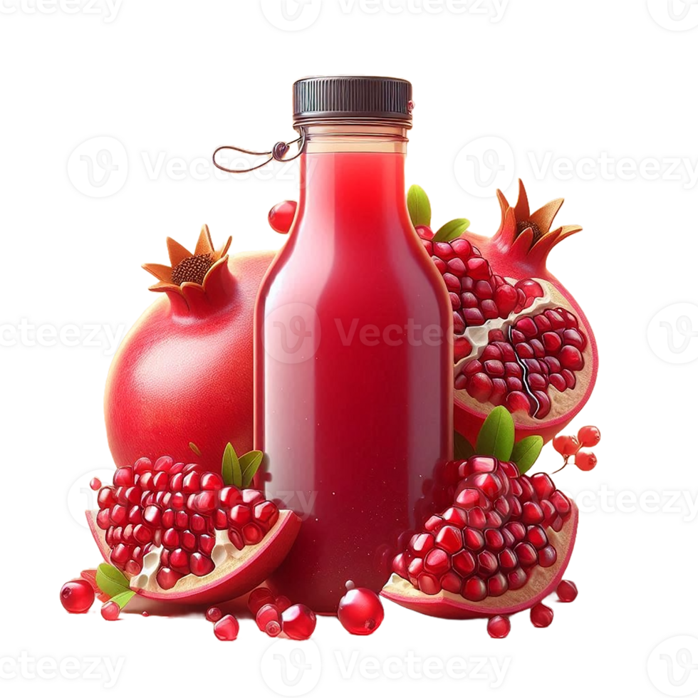 Pomegranate juice in a bottle png