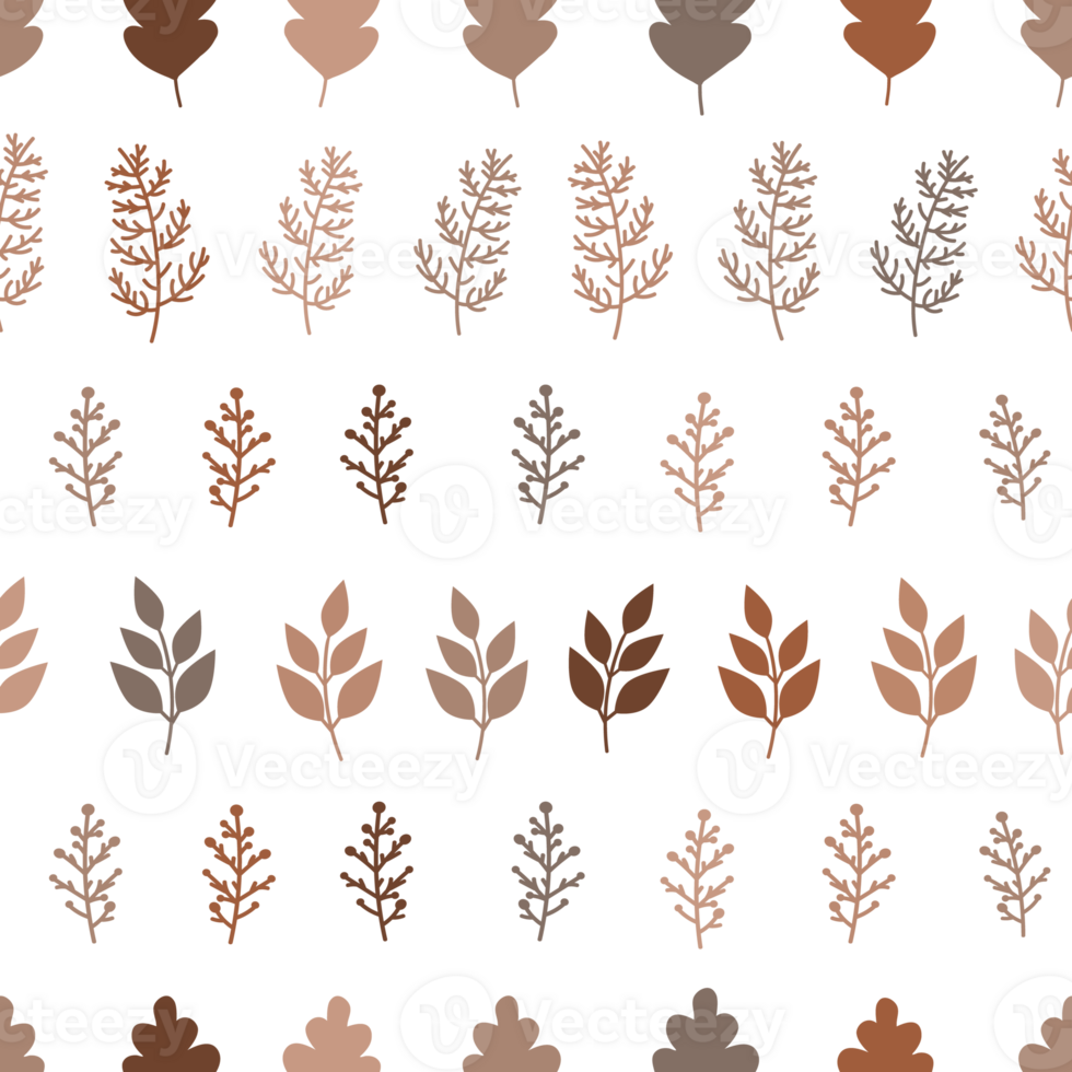 Fall seamless pattern with leaves and branches png