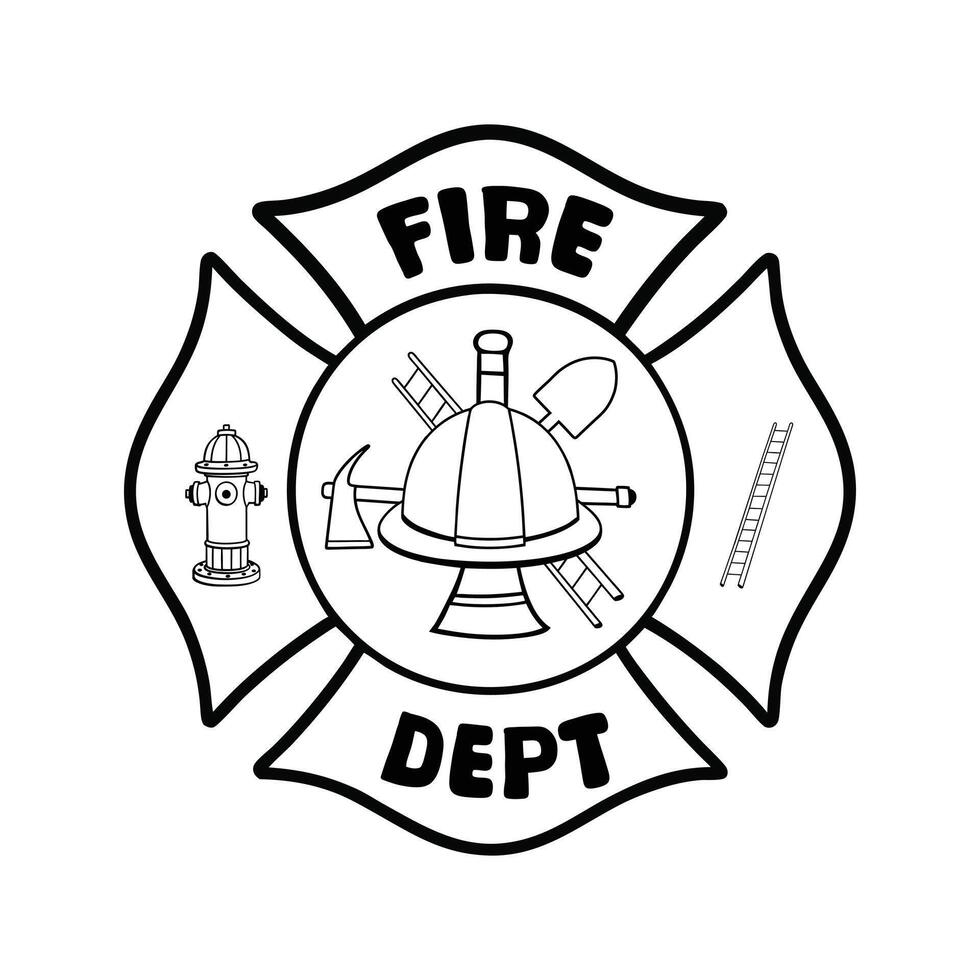 Stylish Fireman T-shirt Design with Fire Department Symbol Artwork vector