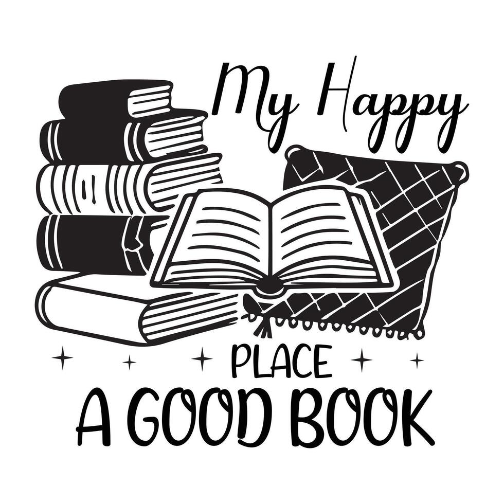 Retro Book Lover Illustration on a Reading T-shirt vector