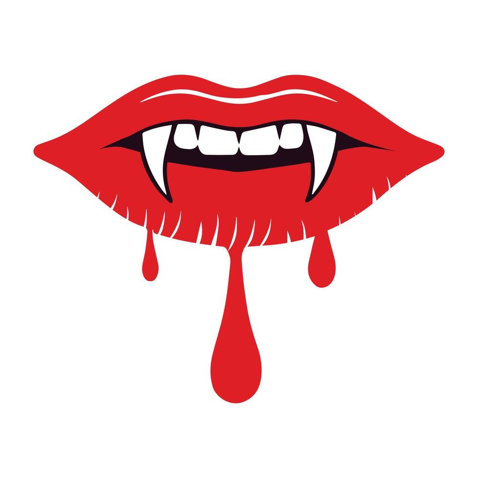 Blood dripping from the mouth of a vampire vector