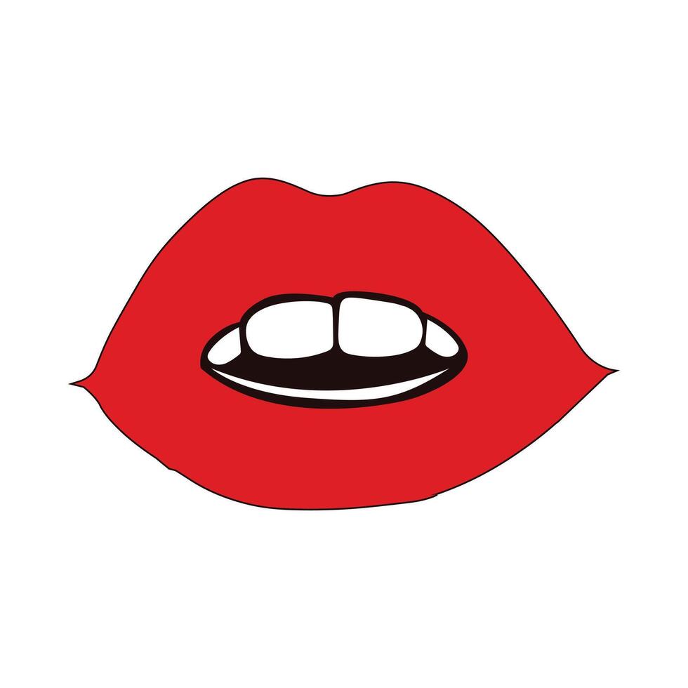 A red lips with teeth on a white background vector