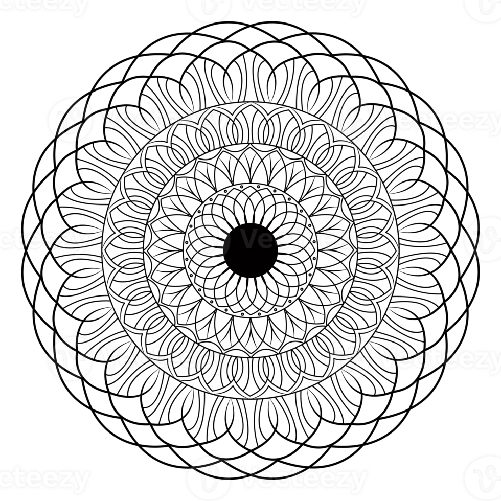 Mandala in black and white minimalist style png