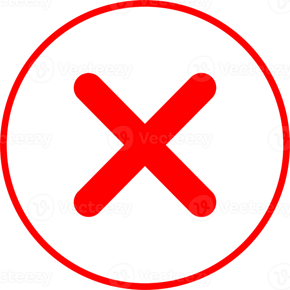 Red cross checkmark. True or false icon. Checkmark right and wrong circle button. png