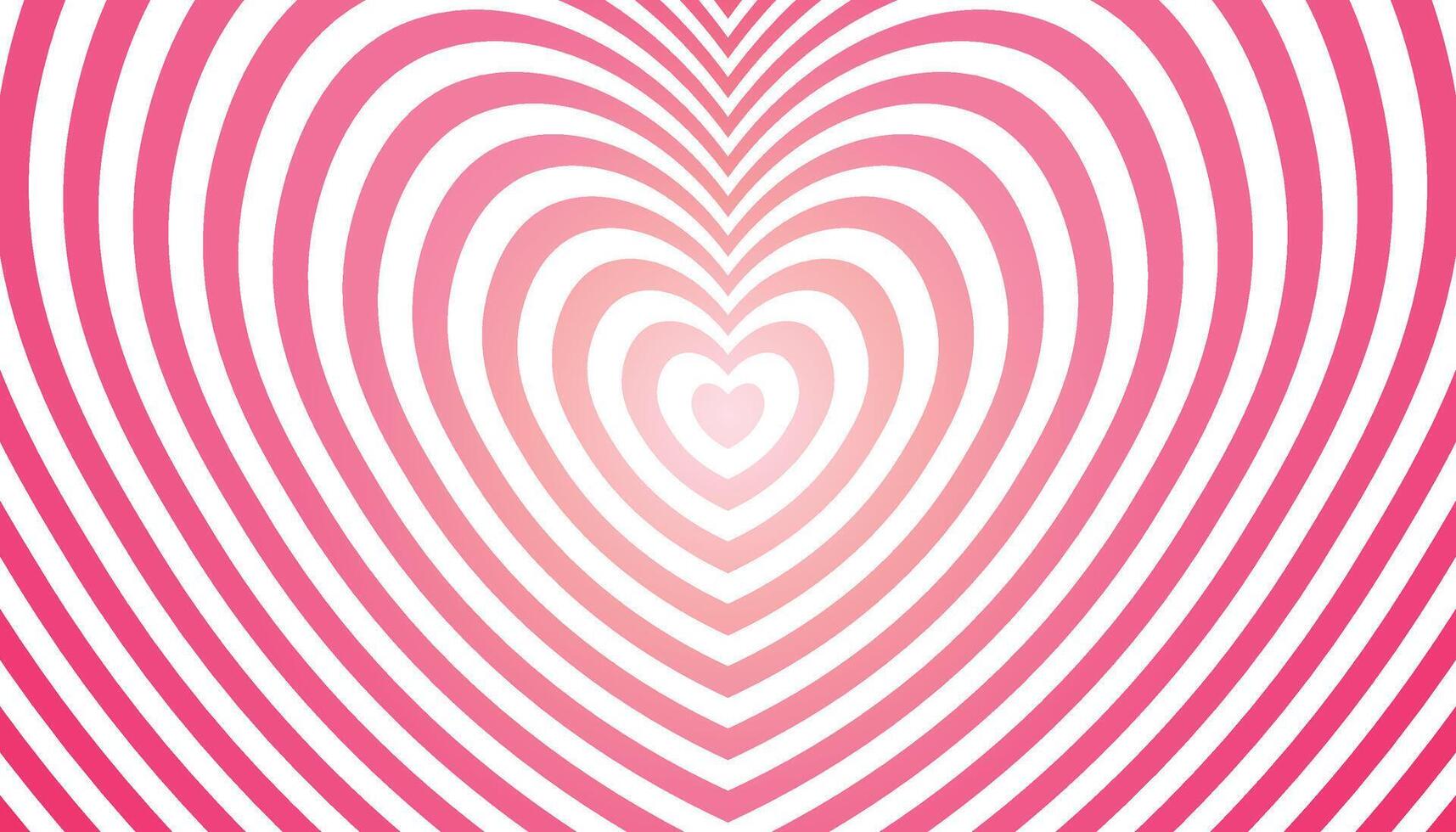 Cute pink gradient striped hearts poster. Horizontal Love concept card. Template for wallpaper, frame, posters, banners, greeting card, wedding invitation. Flat design. vector
