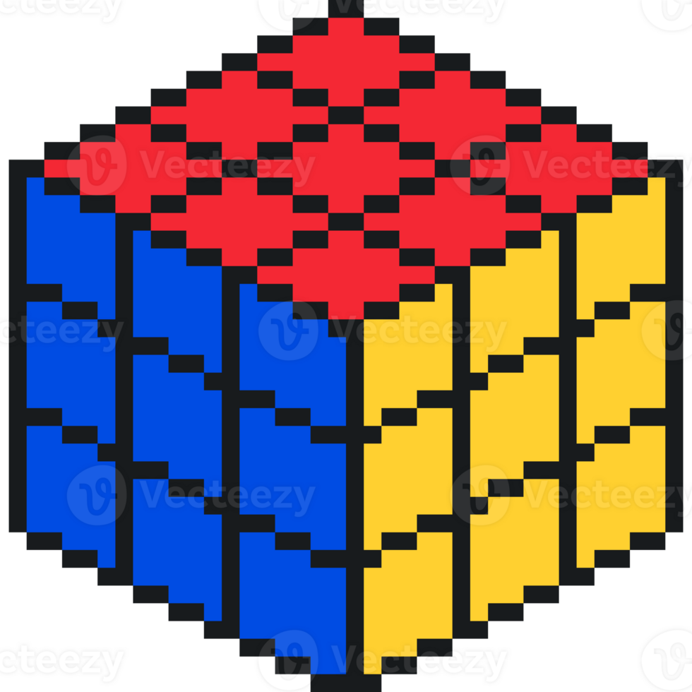 8 bit rubiks cube. Rubik icon. Puzzle cube png