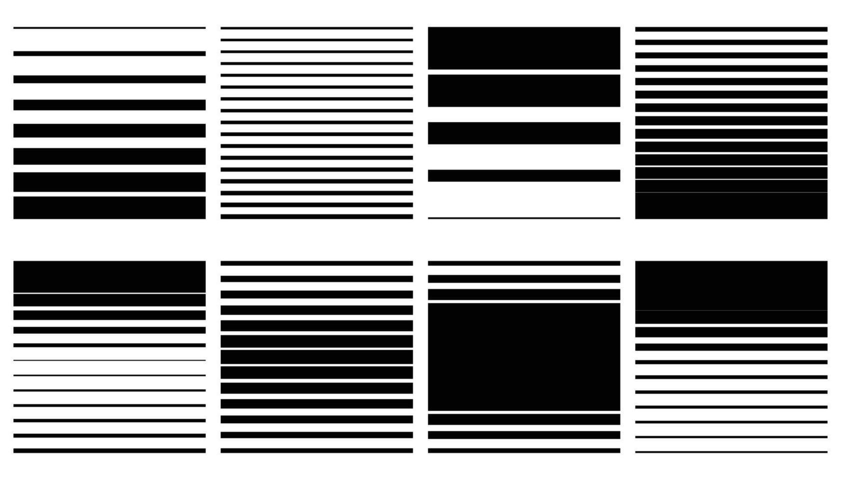 Abstract striped seamless halftone patterns or borders set. Black pop art gradient graphic design elements. Shaded linear patterns collection. vector