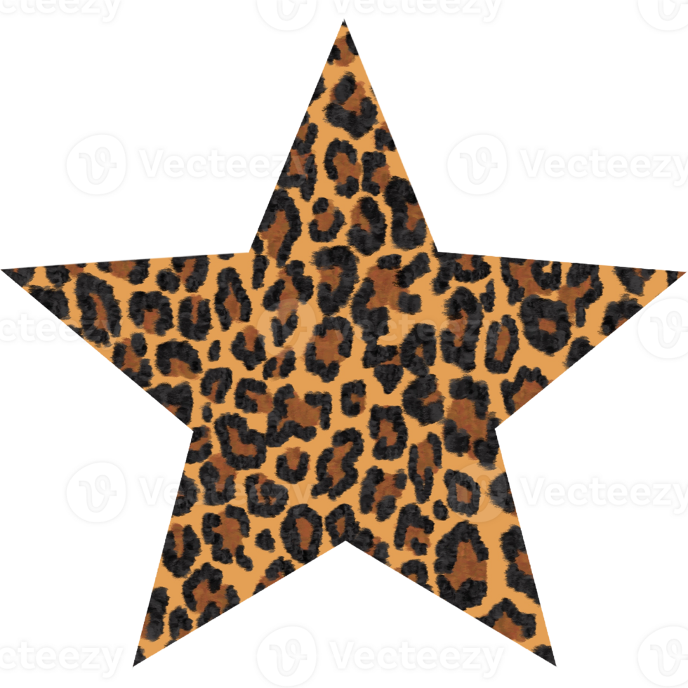 Star shape Leopard pattern. Leopard spots pattern. Star icon png