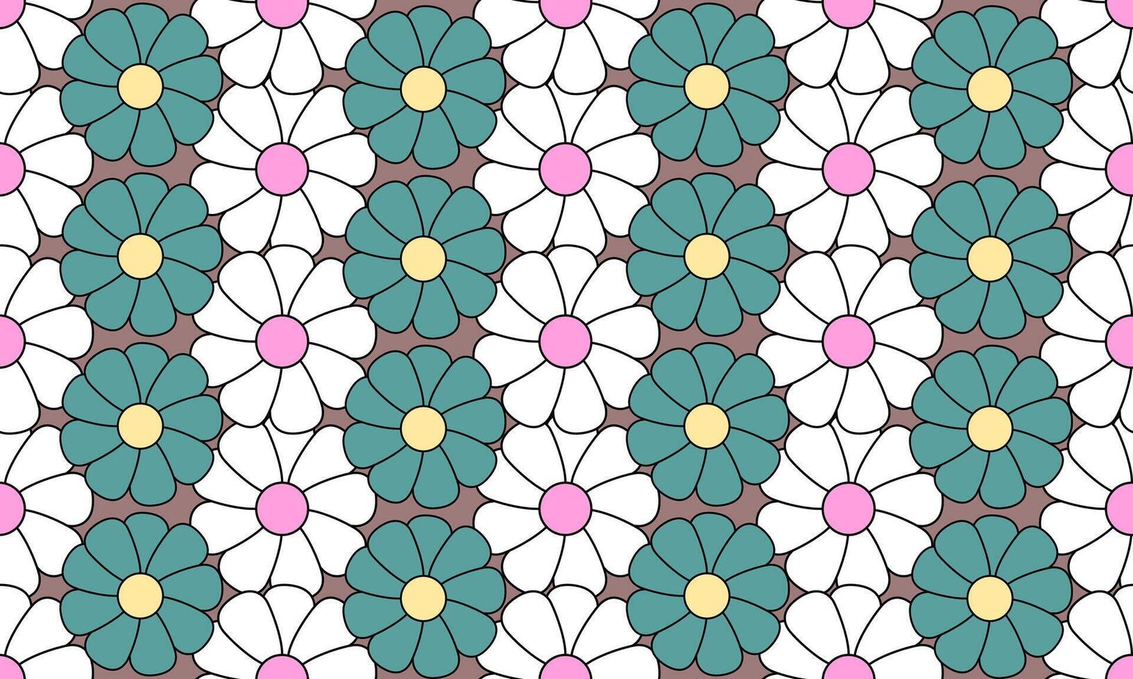 a fabric pattern composed of white and green flower with brown background designs vector