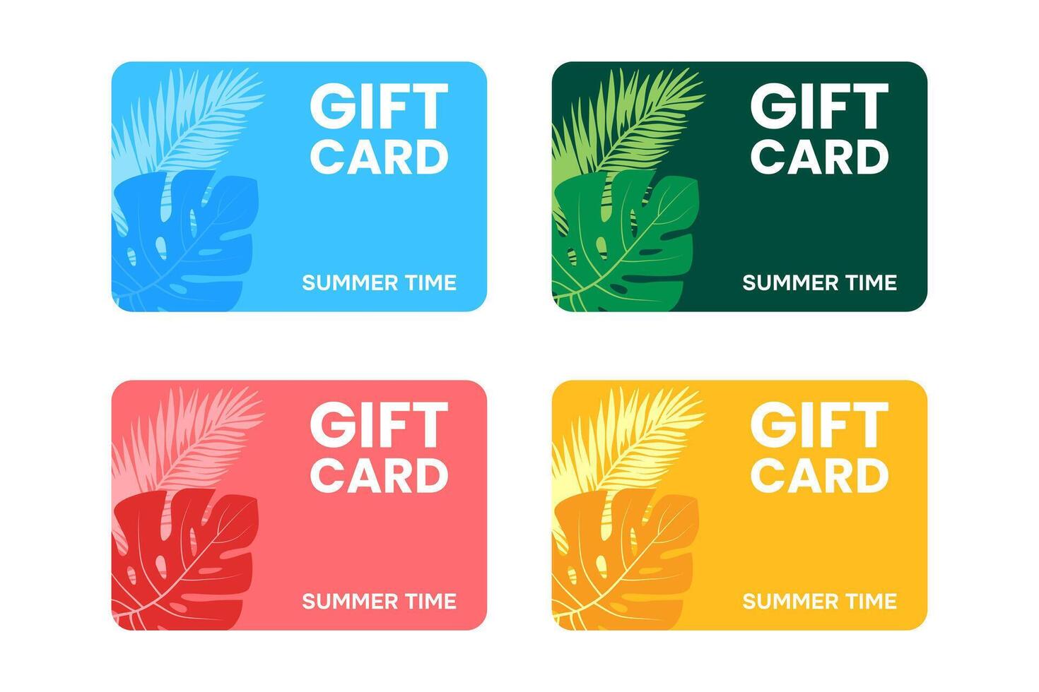 Palm leaf gift card templates. Summer gift voucher design. vector