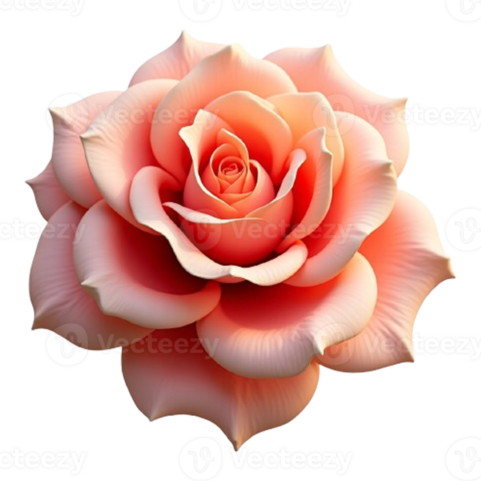 Whimsical 3D Cartoon Rose Cutout Fun Floral Illustration png