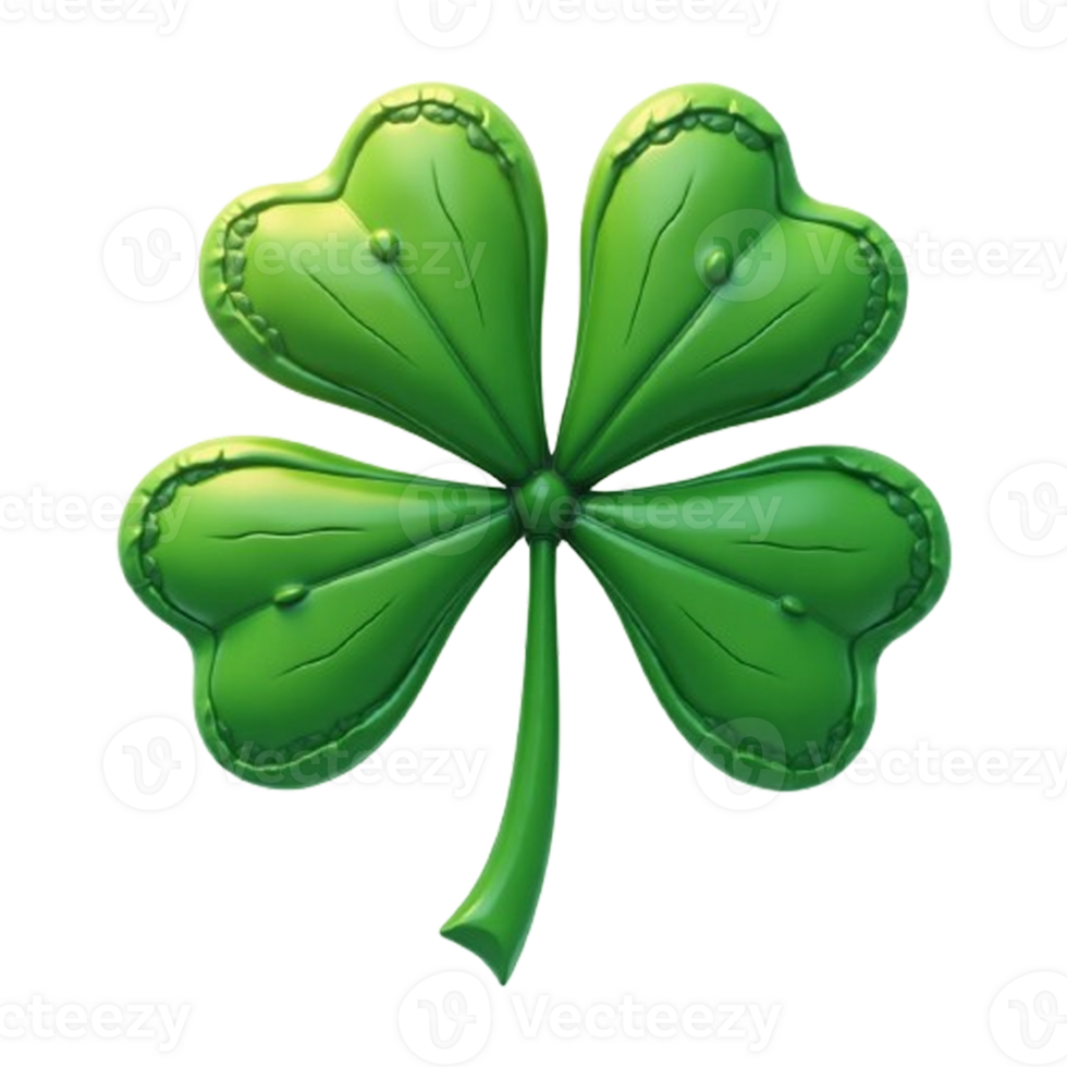 Vibrant Green Clover Leaf in 3D A Modern Lucky Charm Icon png