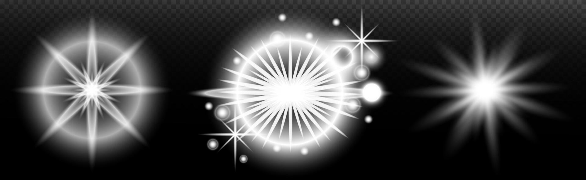 a set of four white starburst lights vector
