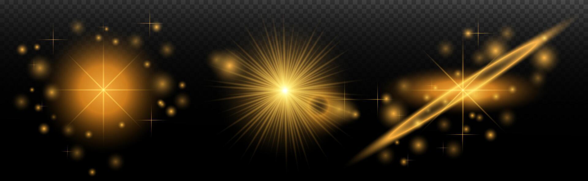 golden light effects on a black background vector