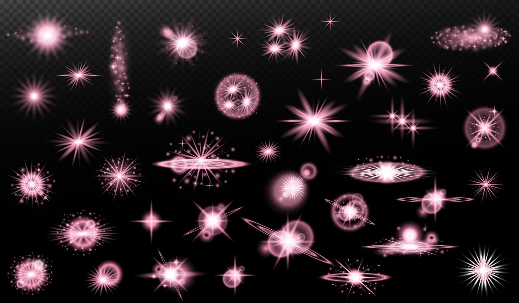 a collection of pink stars and sparkles vector