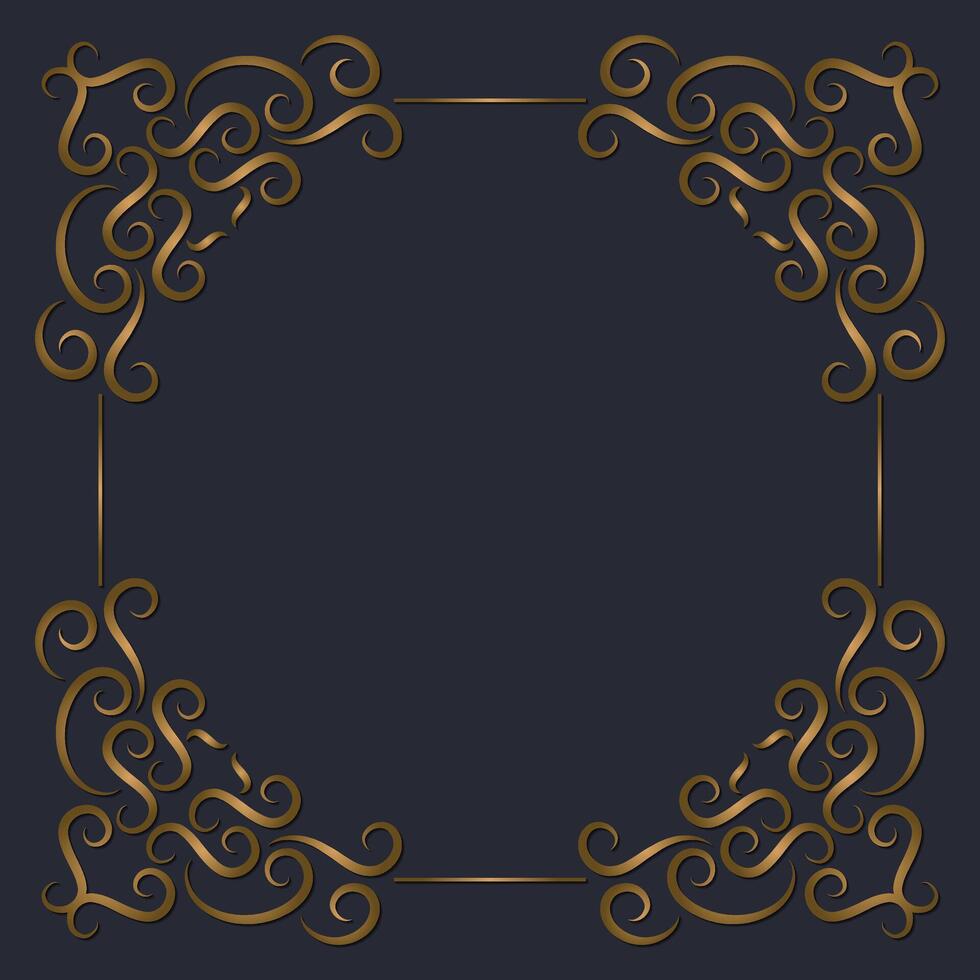 golden decorative frame design vector