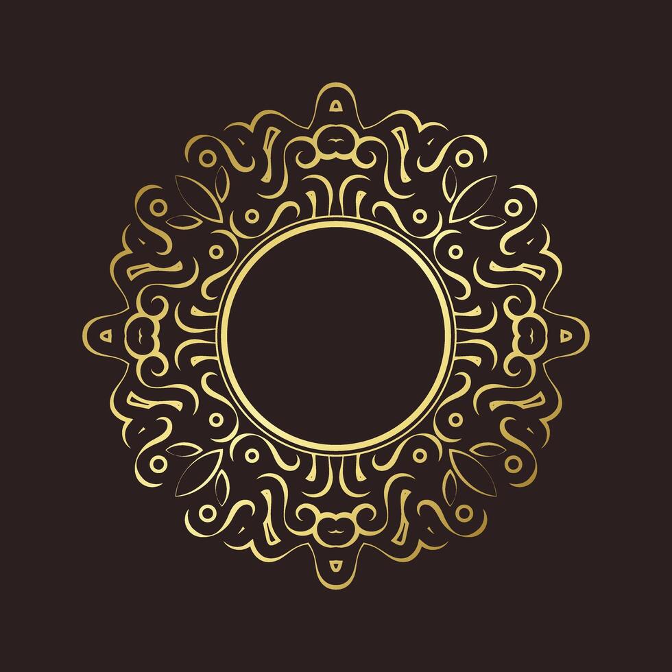 golden round floral frame design. vector