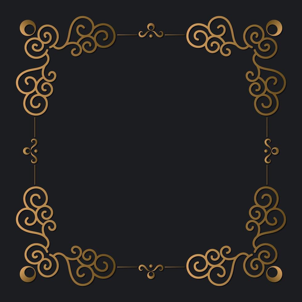 gold retro decorative frame design background vector