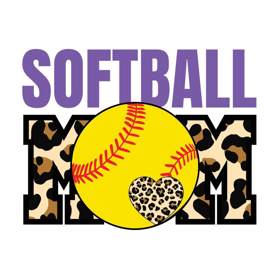 Softball Mom Quote T-shirt with Sports Illustration vector