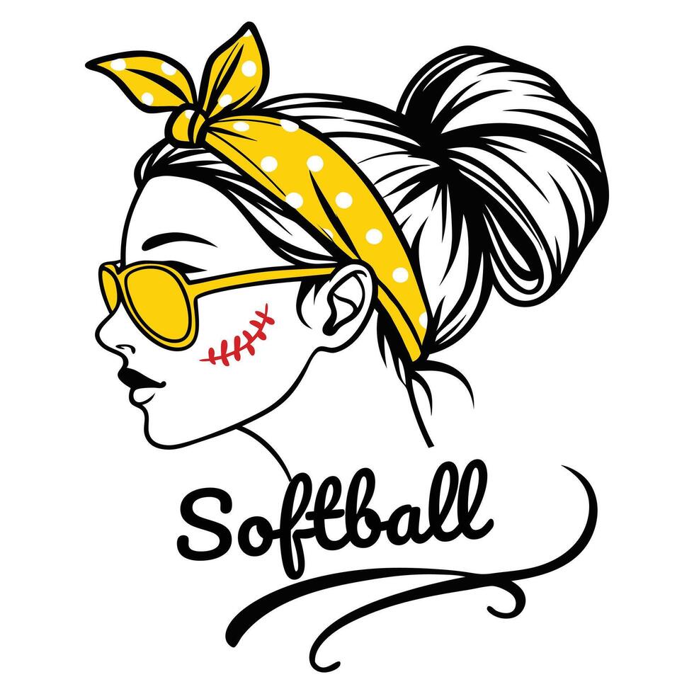 T-shirt Design for Softball Moms with Softball Art vector