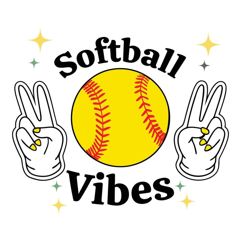 Creative Softball Typography and Clipart T-shirt Design vector