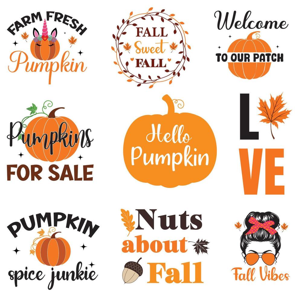 Happy Fall T-shirt with Autumn Vibes Illustration vector