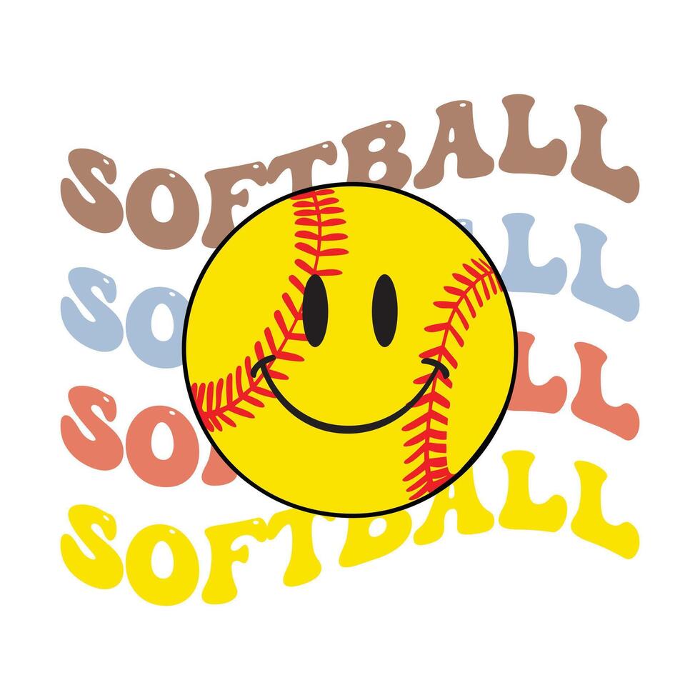 T-shirt Design Featuring Softball Player Typography and Art vector