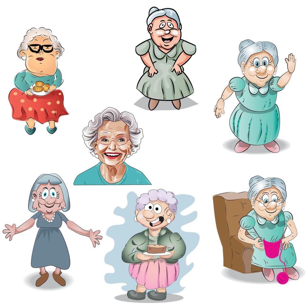 Grandma Drawing and Illustration set vector