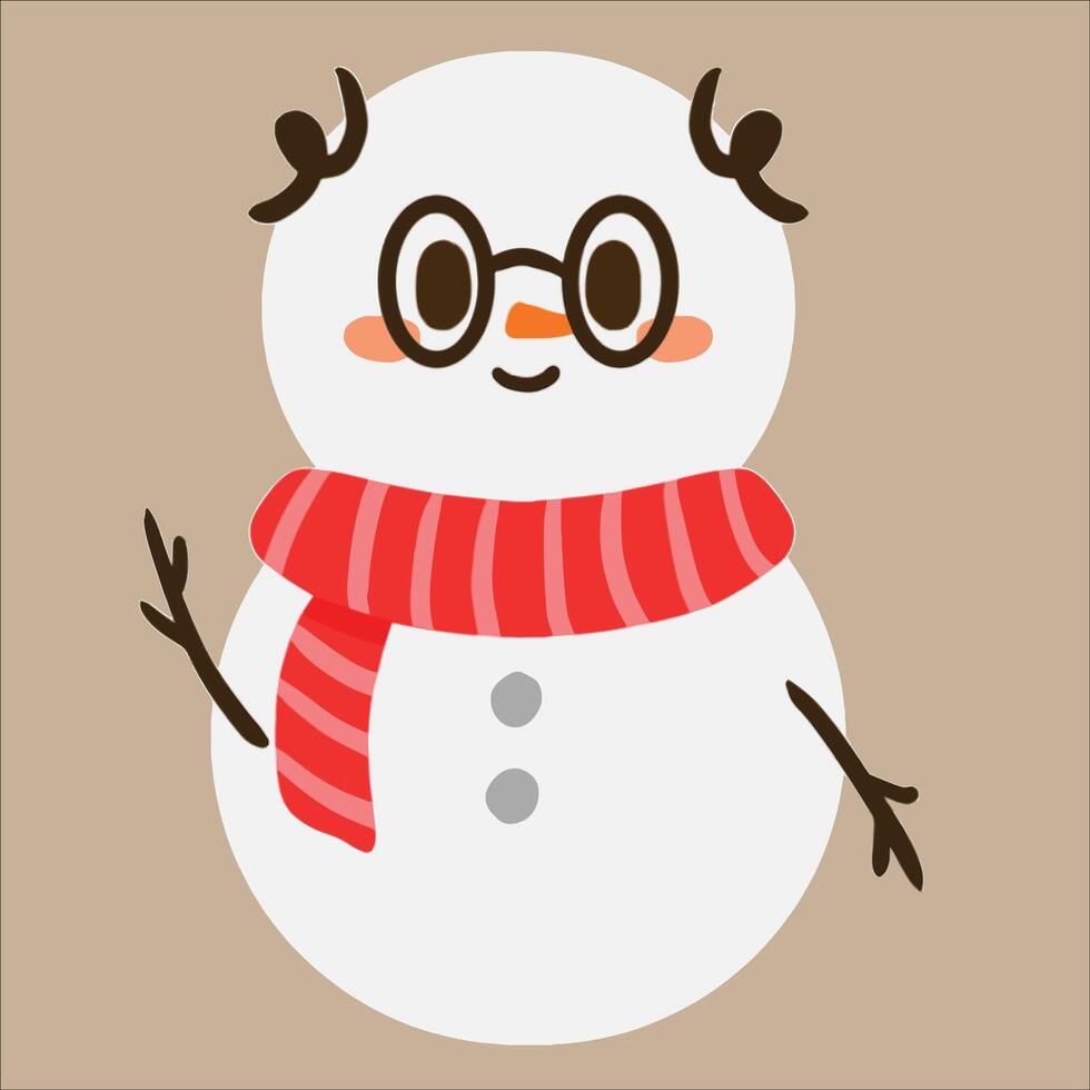 a white snow with eye glass ang red shawl vector