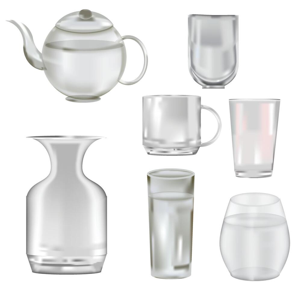 Glass Drinkware Set vector