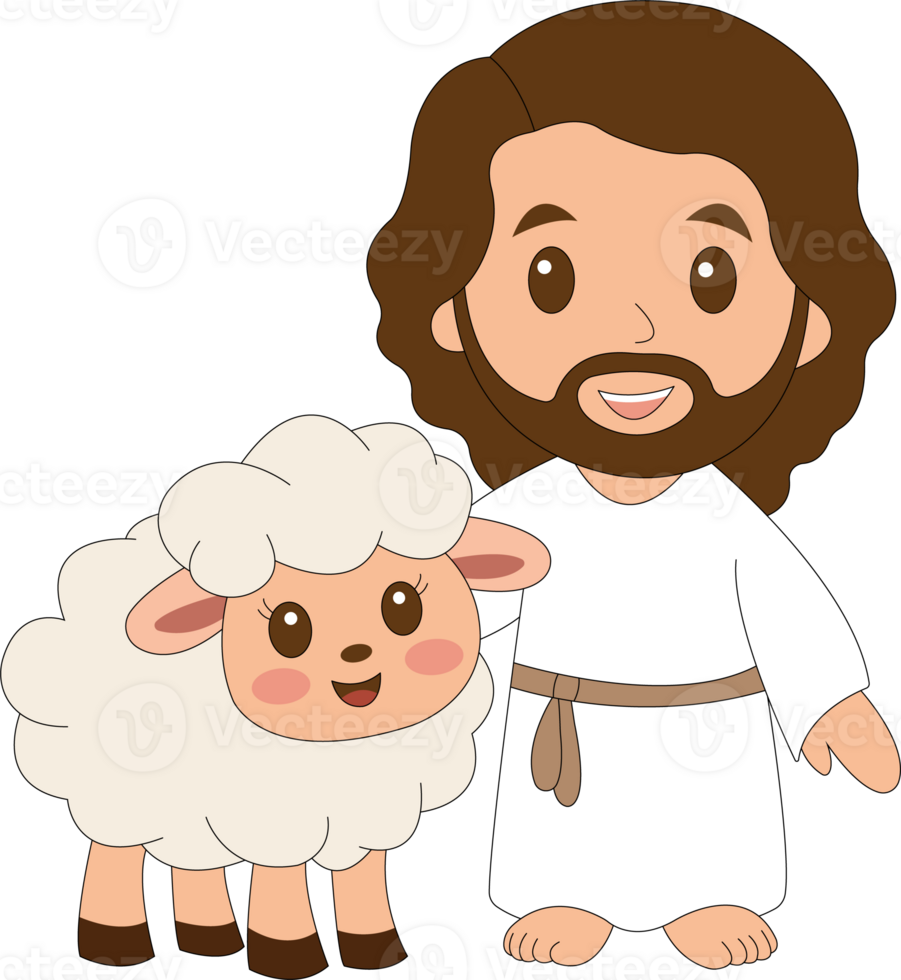 Jesus and a sheep clipart png