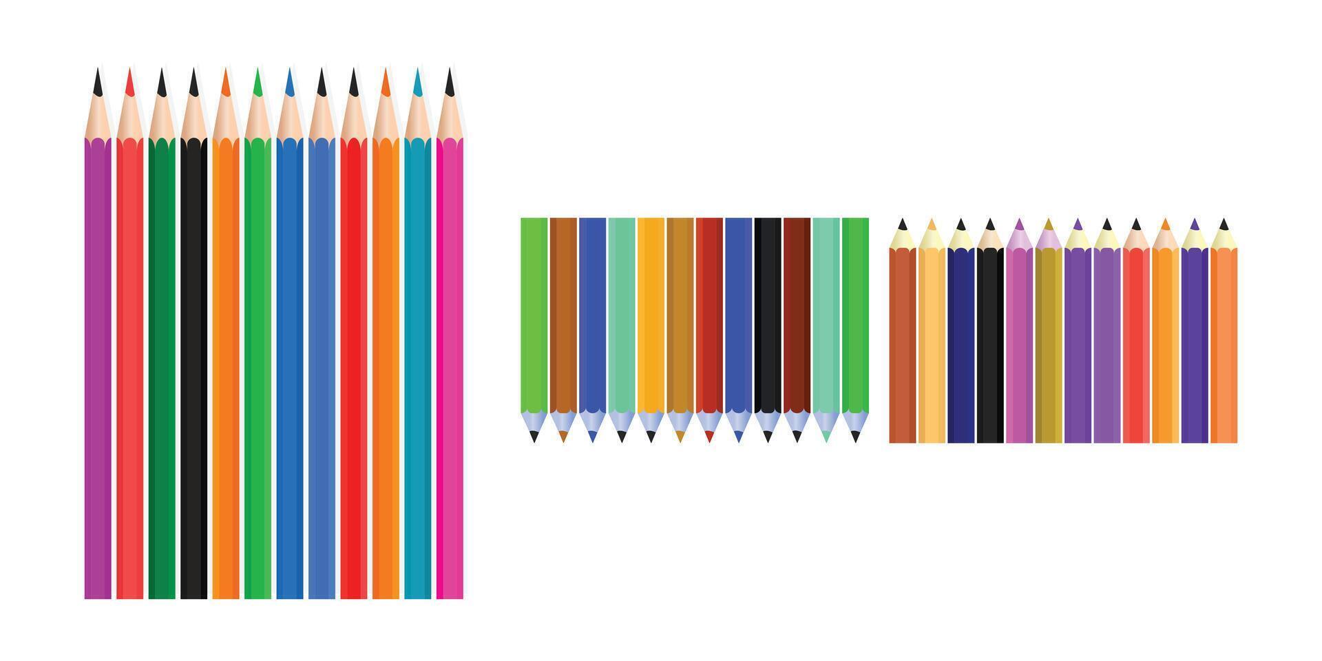 Colorful Pencils Arranged in Rows for Educational or Creative Use. vector