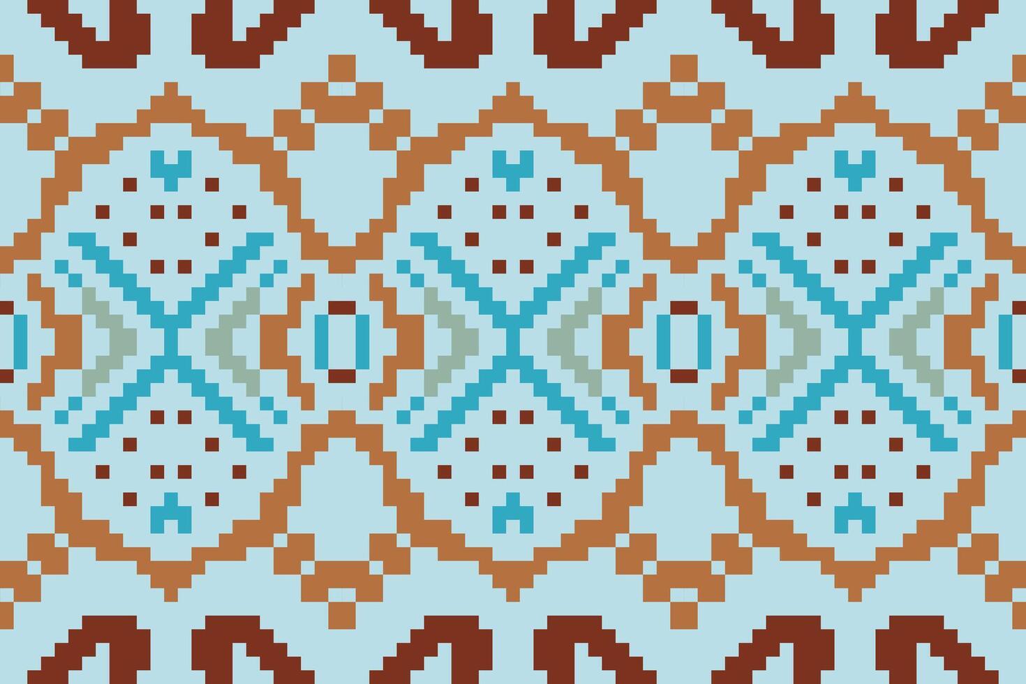 Cross Stitch Pattern Islamic Geometric Patterns Drawingfolk Embroidery, Aztec Geometric Ornament Print. Design for Carpet, Wallpaper, Clothing, Wrapping, Fabric vector