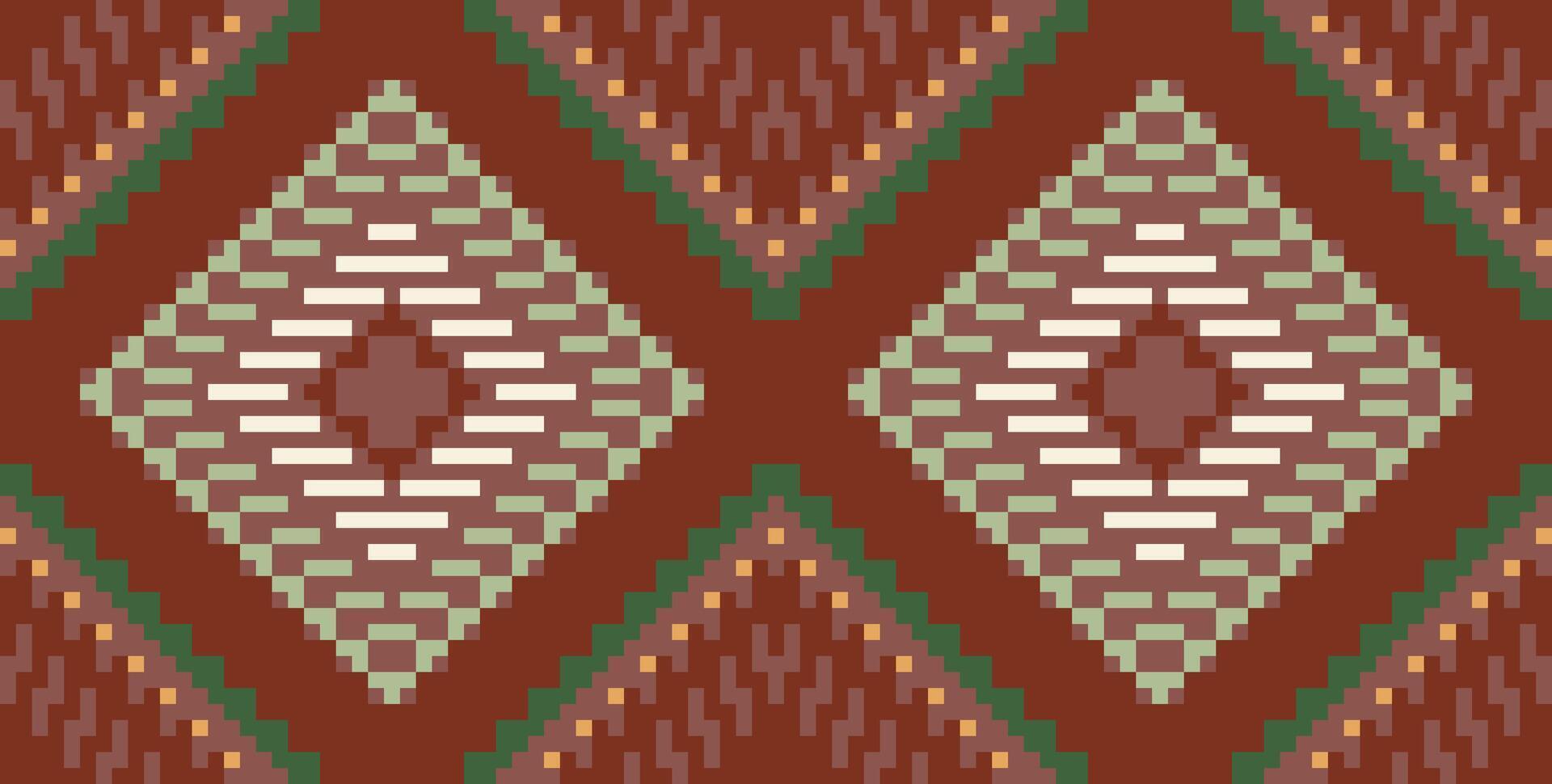 Pillow Ikat Pattern Designfolk Embroidery, Aztec Geometric Ornament Print. Design for Carpet, Wallpaper, Clothing, Wrapping, Fabric vector
