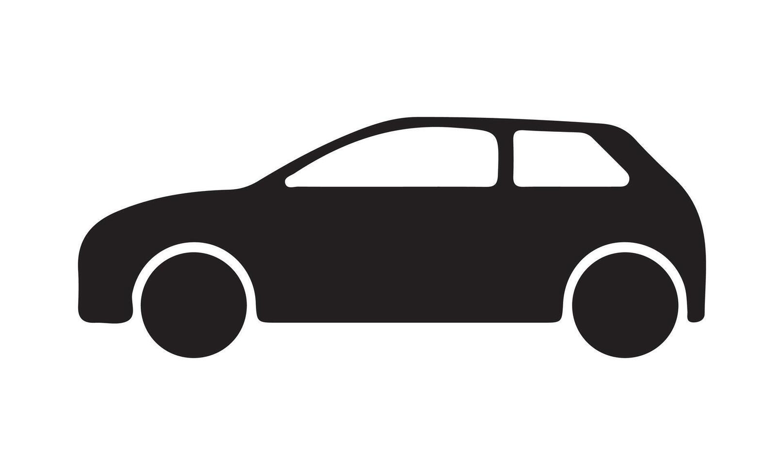 A simple, minimalist icon of a car. The car is depicted in a side profile with smooth, car icon vector