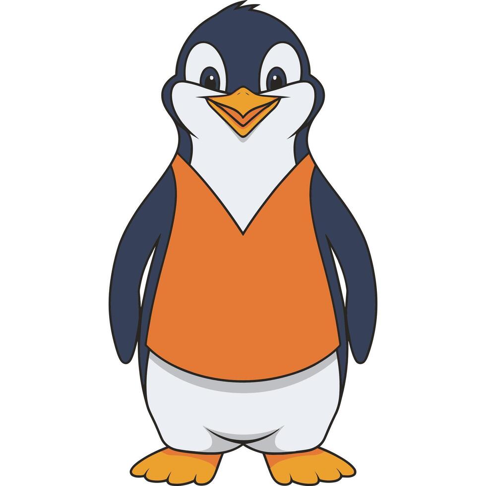 Flat Cartoon penguin Illustration. vector