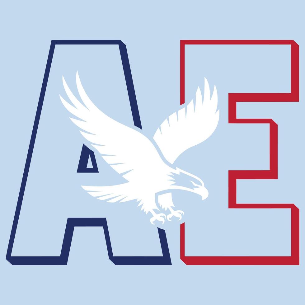 The eagle logo with the letter a and an eagle vector