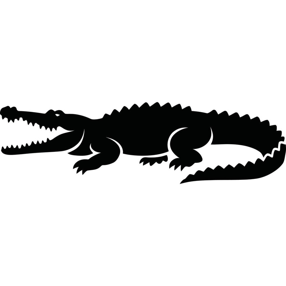 Crocodile silhouette on white background vector