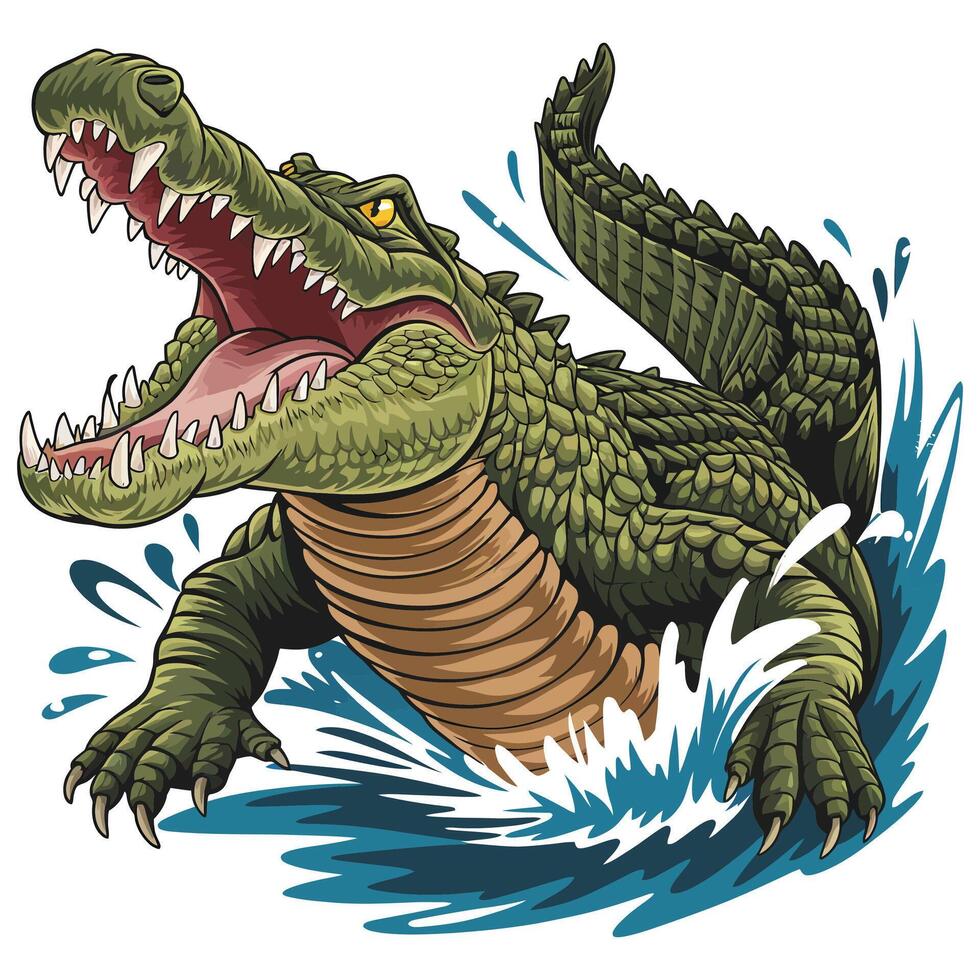An alligator is swimming in the water vector