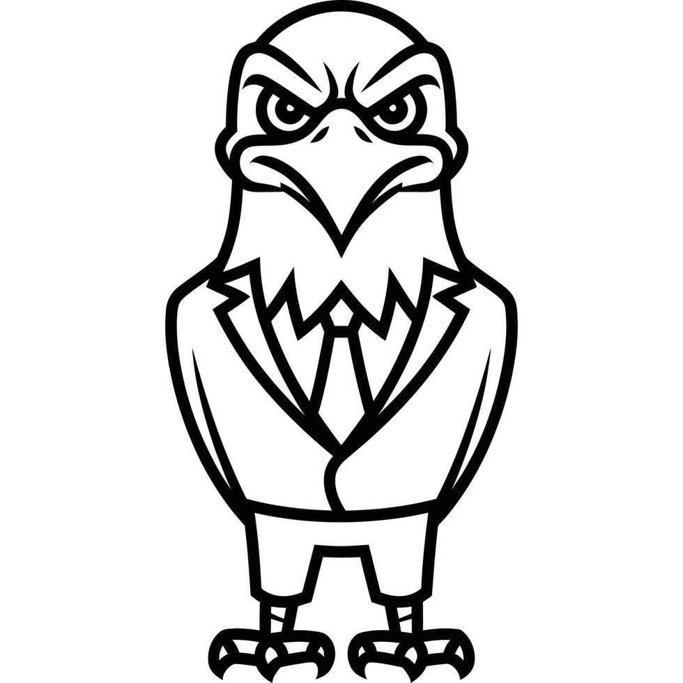 An eagle in a suit and tie standing on a white background vector