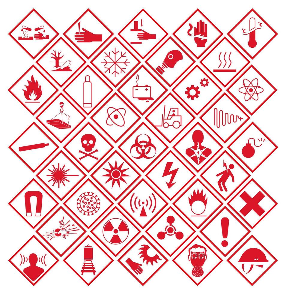 Signs of physical danger. Signs of health and environmental hazards. vector