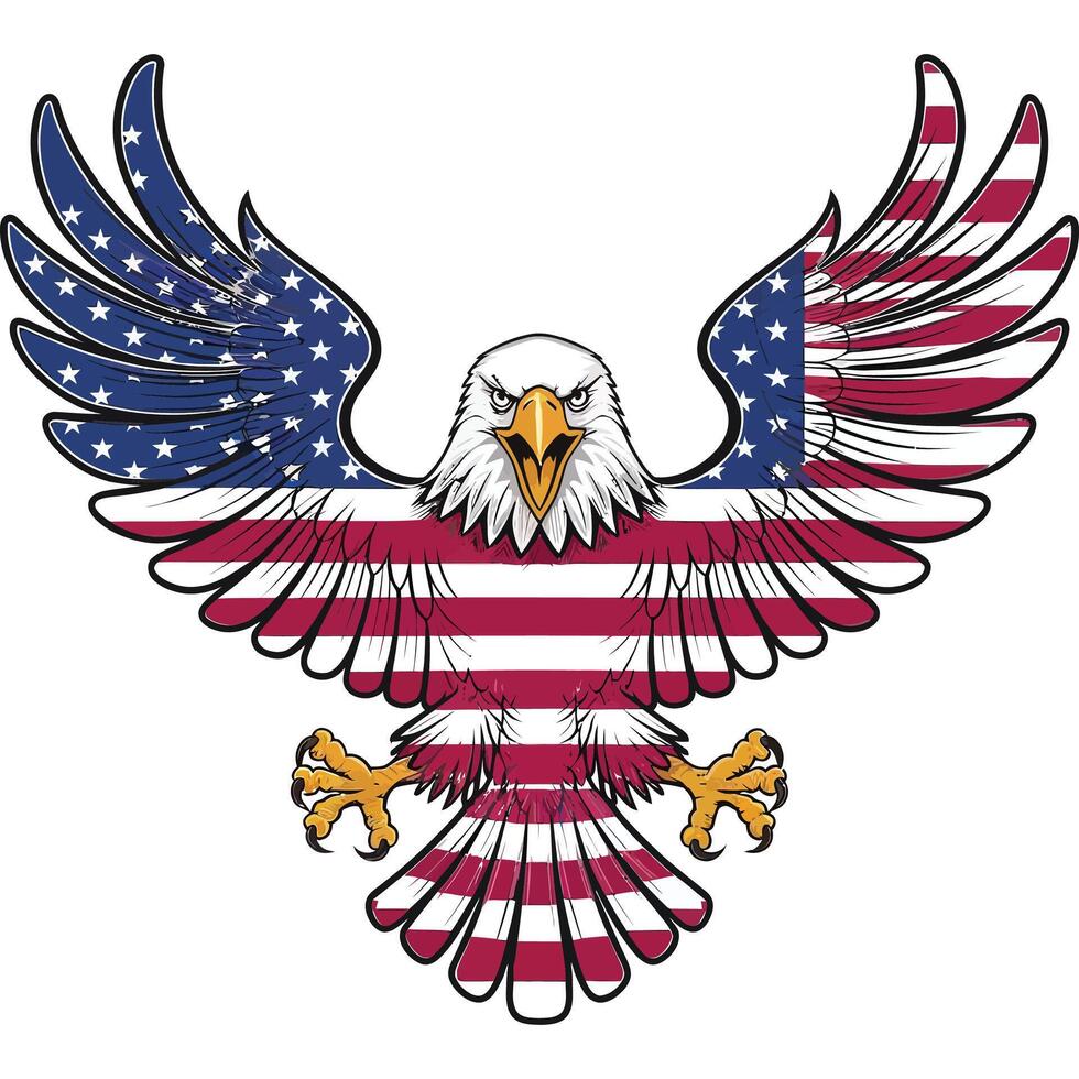 An eagle with the american flag on its wings vector